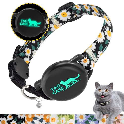 PROFAVO Airtag-Katzenhalsband, mit Airtag-Halter, reflektierendes Katzen-GPS-Tracker-Halsband für Mädchen, Jungen, kleine Katzen, Kätzchen und Welpen (mit Glocke) von PROFAVO