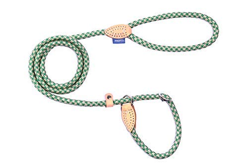 PROFTI Retrieverleine aus Nylon, Lederelemente, Zugstopp, große/kleine Hunde, 150cm lang, Grün/Beige PROFTI Retrieverleine aus Nylon, Lederelemente, Zugstopp, große/kleine Hunde, 150cm lang, Grün/Beige von PROFTI