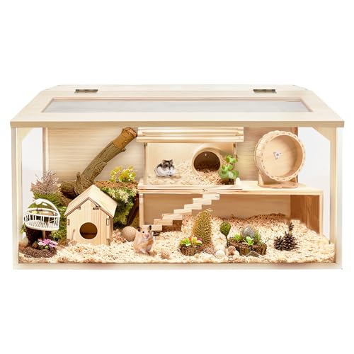 Prolee Hamsterkäfig aus Holz, extra groß, für Mäuse und Ratten, aufklappbar, mit Acrylplatten, solider Kleintierkäfig (81,3 x 40,6 x 40,6 cm) von PROLEE