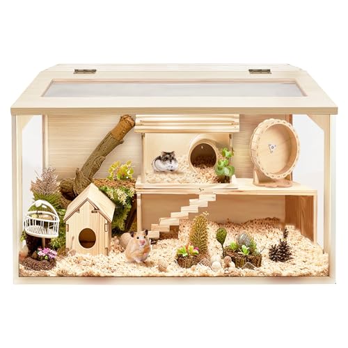 Prolee Hamsterkäfig aus Holz, extra groß, für Mäuse und Ratten, offene Oberseite mit Acrylplatten, solide gebaut, Kleintierkäfig, 61 cm von PROLEE