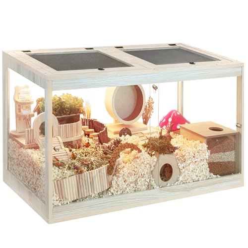 Prolee Hamsterkäfig mit zu öffnender Netzoberfläche, solides gebautes Hamstergehege mit Schloss-Design für Rennmäuse, kaufest mit transparenten Seiten (61 x 40,6 x 40,6 cm) von PROLEE