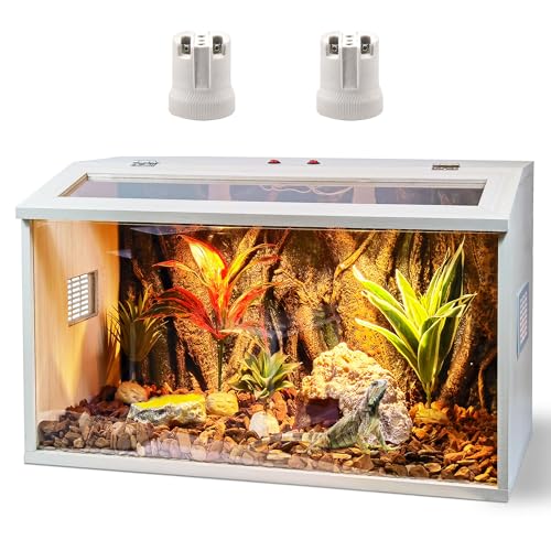 Prolee Reptilien-Terrarium, 61 cm, Eidechsen-Tank, Bartdrache, mit Metallgitter-Dachtür, Schlangen-Tank mit Schloss-Design, Eiche, 61 cm von PROLEE