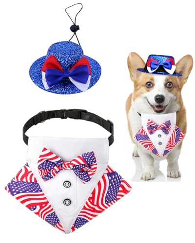 Dog Independence Day Dreieckslätzchen mit amerikanischer Flagge, Smoking, Dreiecks-Lätzchen und Mütze zum 4. Juli, Rot, Blau und Weiß, Einheitsgröße Dog Independence Day Dreieckslätzchen mit amerikanischer Flagge, Smoking, Dreiecks-Lätzchen und Mütze zum 4. Juli, Rot, Blau und Weiß, Einheitsgröße von PROMOTED TO BIG SISTER