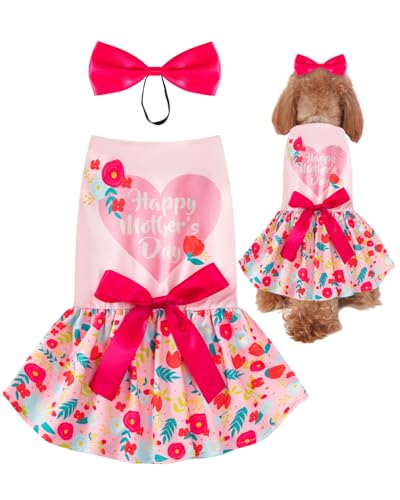 Happy Mother's Day Hundekleid für mittelgroße Hunde mit Stirnband (Rosa, Größe L) von PROMOTED TO BIG SISTER