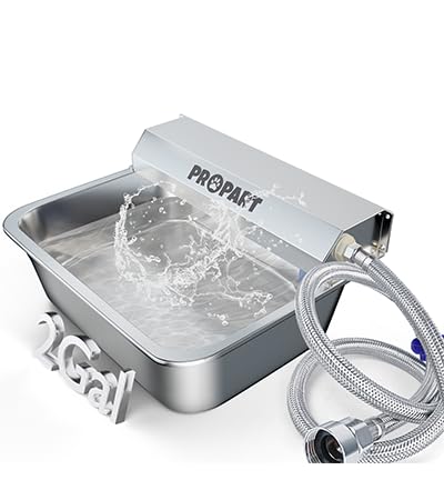 Automatischer Wasserspender für Hunde, 2 Gallonen, Edelstahl-Wassernapf für Haustiere und Nutztiere, große automatische Befüllung, kein Strom, passend für 1,9 cm GHT-Wasserhahn, Anti-Kipp-Design von PROPART