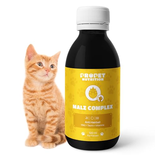 Anti Hairball Katze Complex. Malz + Taurin + Vitamine Katze. 3-in-1-Wirkung. Immunsystem Stärken. 120 ML. Unterstützt Verdauung und Darmflora. Haarballen Katze Auflösen. Malz-Sirup für Katzen Anti Hairball Katze Complex. Malz + Taurin + Vitamine Katze. 3-in-1-Wirkung. Immunsystem Stärken. 120 ML. Unterstützt Verdauung und Darmflora. Haarballen Katze Auflösen. Malz-Sirup für Katzen von PROPET NUTRITION