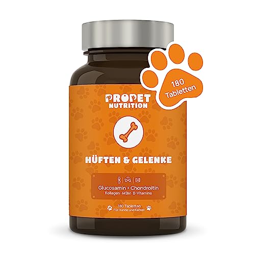 Hochkonzentrierte Gelenktabletten für Hunde und Katzen, Glucosamin, Chondroitin & Hyaluron MSM, Mit 10 Vitaminen. 180 Kapsel. Keine Kapseln, Hohe Akzeptanz Beim Hund. Unterstützung der Gelenkfunktion von PROPET NUTRITION