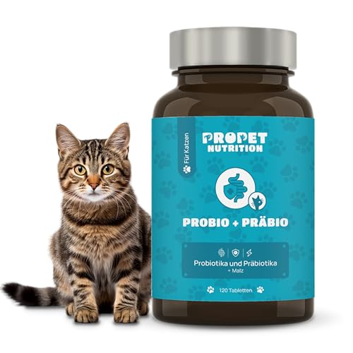 Probiotika Katze + Präbiotika + Vitamine B Komplex. Immunsystem Stärken. 11 Bakterienstämme. 5 Milliarden KBE. Unterstützt Verdauung und Darmflora. Taurin und Malz für Katzen. Probiotika für Katzen von PROPET NUTRITION