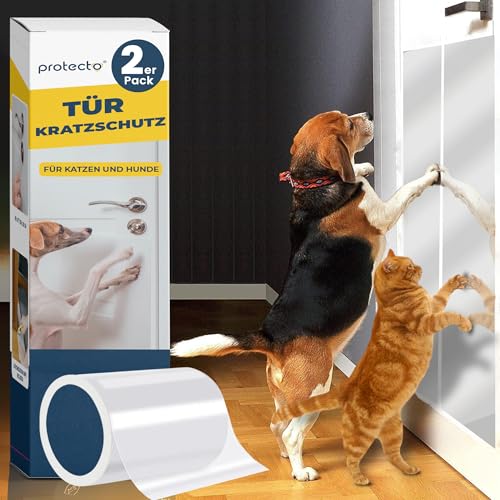 PROTECTO 2-Pack Tier - Kratzschutz mit Cuttermesser – Schutz für Türen + Holz & Möbel vor Hunden & Abschreckung bei kratzenden Katzen – Fensterschutz Katze – Anti Kratz Folie – Schutzfolie Tür PROTECTO 2-Pack Tier - Kratzschutz mit Cuttermesser – Schutz für Türen + Holz & Möbel vor Hunden & Abschreckung bei kratzenden Katzen – Fensterschutz Katze – Anti Kratz Folie – Schutzfolie Tür von PROTECTO