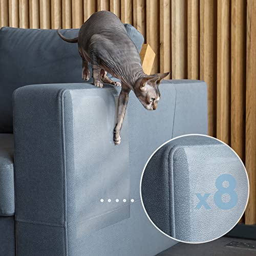 PROTECTO Anti Kratz Folie für Katzen - 8-Pack 40 x 30 cm Selbstklebender Katzen Kratzschutz - Transparentes Klebeband für Sofabeine und Ecken - Kratzfester Sofa Katzenschutz - Kratzschutz Sofa Katze von PROTECTO