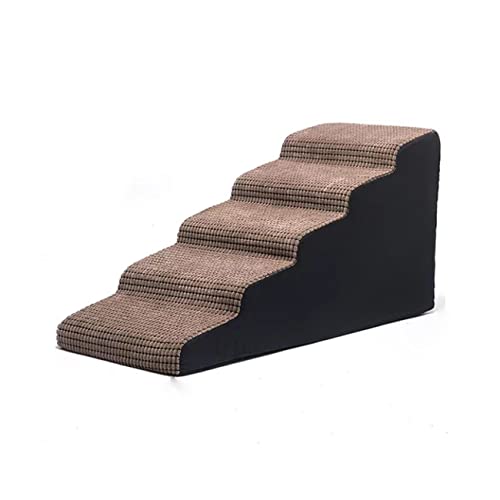 Haustier-Klettertreppe, Hunde-Stufen, Treppen, abnehmbare und waschbare Schwammleiter, Stufen, Bett-Hang-Kletterleiter für ältere Hunde (Brown 5steps) von PRUJOY