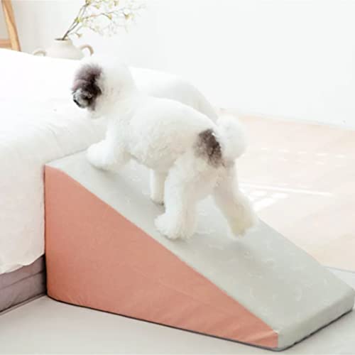 Haustiertreppe, kleines Hundebett, Sofa mit Kletterleiter, abnehmbar und waschbar, universelle Hundetreppe mit Gefälle für ältere Hunde (pink) von PRUJOY