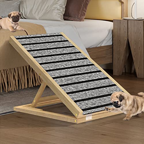 Hundekletterleiter Stufen Katzenbett Klappleiter Rampe Höhe 2-stufig verstellbar Haustiertreppenzubehör (100cm) von PRUJOY