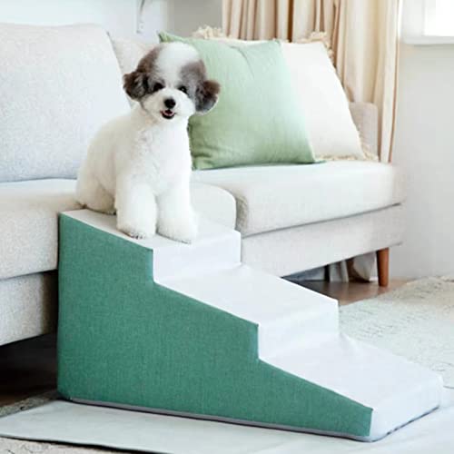 Hundetreppe für kleine Hunde, extra breite Haustierstufen, erhöhte Bett-Hundestufen, für verletzte Hunde, ältere Hunde, Katzen, Haustiere mit Gelenkschmerzen (Green 40 * 70 * 38CM) von PRUJOY