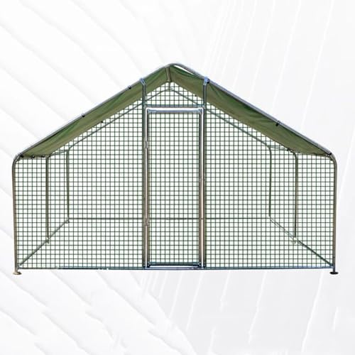 PRUJOY Hühnerstall, Hühnerstall aus Metall mit wetterfester Abdeckung, großer Hühnerstall im Freien, Rahmen aus verzinktem Stahl, für Hühner (200 * 300 * 200cm) von PRUJOY