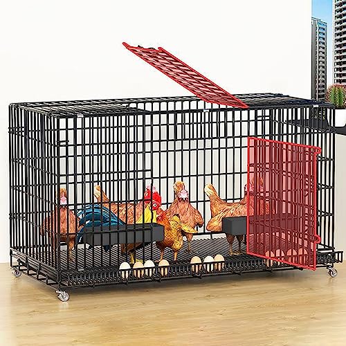 PRUJOY Hühnerstall aus Metall mit 2 Türen und Rädern, Geflügelkäfig für Kaninchen, Katzen, Hunde, für draußen und drinnen von PRUJOY