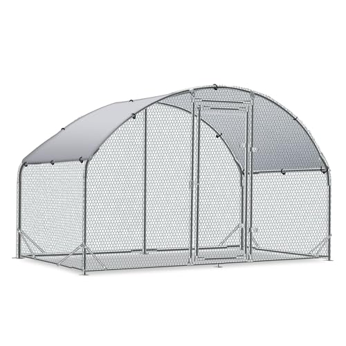PRUJOY Runder Geflügelstall, großer Hühnerstall aus Metall, begehbarer Geflügelkäfig mit wasserdichter und Sonnenschutzabdeckung für den Hinterhof im Freien (200 * 300 * 195cm) von PRUJOY