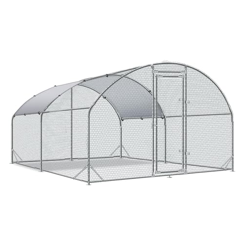 PRUJOY Runder Geflügelstall, großer Hühnerstall aus Metall, begehbarer Geflügelkäfig mit wasserdichter und Sonnenschutzabdeckung für den Hinterhof im Freien (400 * 300 * 195cm) von PRUJOY