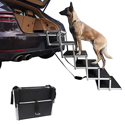 Zusammenklappbare Haustiertreppe, Auto, tragbare Hunde-/Katzenleiter, große Hunde-Super-breite Haustier-Stufe, drinnen/draußen, Familien- oder Reise-Haustiertreppe (80x106x43cm) von PRUJOY