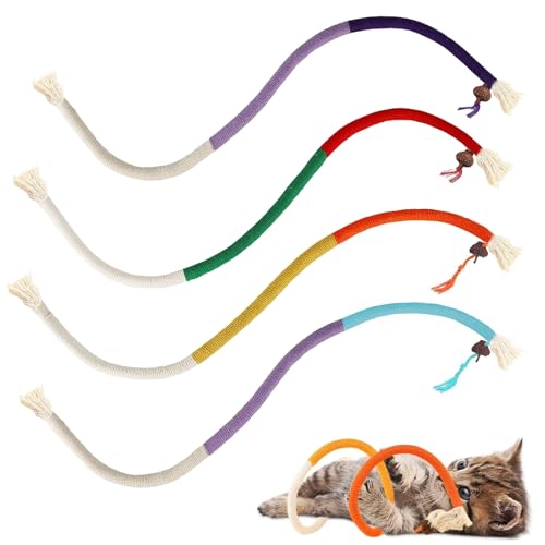 4 Stück Katzenbeißseil, 70 cm Katze Seil Spielzeug, Baumwollseil Beißseil, Katzenspielzeug Kauspielzeug für Katzen zum Zahnen, Katzenminze Katzen Zahnpflege Spielzeug, Interaktive Katzenminze Seil 4 Stück Katzenbeißseil, 70 cm Katze Seil Spielzeug, Baumwollseil Beißseil, Katzenspielzeug Kauspielzeug für Katzen zum Zahnen, Katzenminze Katzen Zahnpflege Spielzeug, Interaktive Katzenminze Seil von PRZRAO