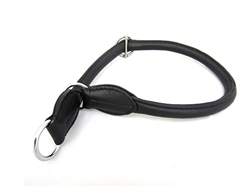PS Pferdeartikel Leder Hundehalsband rundgenäht mit Zugstopp aus weichem Nappaleder Größe L Schwarz von PS Pferdeartikel