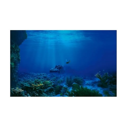 PSNKLMM Tiefblauer Meeresboden Aquarium Aufkleber Hintergrund Poster Selbstklebende Fisch Tank Tapete Hintergrund(41x61cm) von PSNKLMM