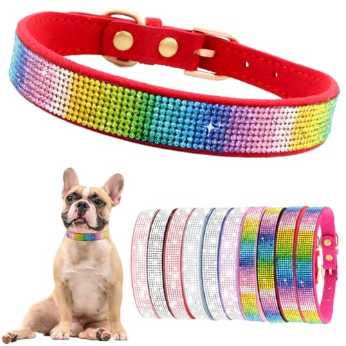 Bling Hundehalsbänder für große Hunde, Mädchen und Jungen, niedliches Kristall-Diamant-Strass-Hundehalsband für Hündinnen, ausgefallener funkelnder Glitzer, verstellbar, für große Haustiere, bunt, Rot Bling Hundehalsbänder für große Hunde, Mädchen und Jungen, niedliches Kristall-Diamant-Strass-Hundehalsband für Hündinnen, ausgefallener funkelnder Glitzer, verstellbar, für große Haustiere, bunt, Rot von PSPORT