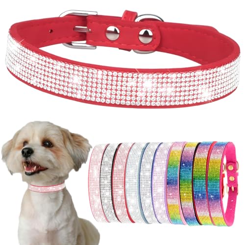 Bling Hundehalsband für kleine Hunde, Mädchen, weiblich, Strass, Welpenhalsbänder für kleine Welpen, funkelnder Glitzer, Diamant, Kätzchen, Katzenhalsbänder für XXS, XS, kleine und mittelgroße Rassen von PSPORT