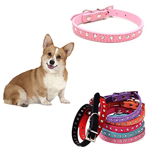 Buntes glänzendes Haustier-Halsband mit Strasssteinen, PU-Leder, sicher für Katzen, Hunde, weiches Haustierzubehör von PSPORT