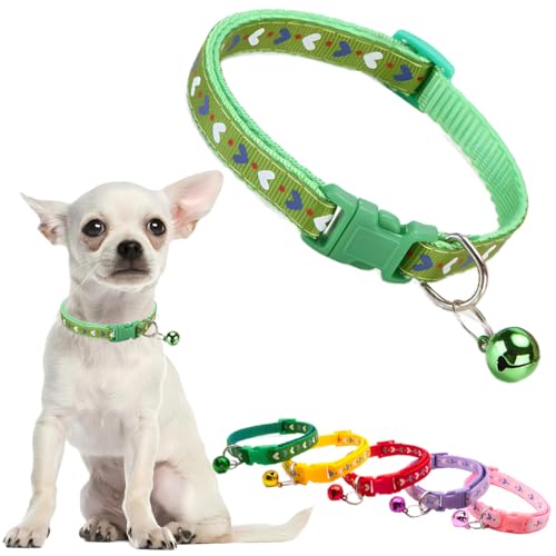 Extra kleines Hundehalsband für Mädchen, süßes Herz, Katzenhalsband mit Glöckchen, Nylon, Welpenhalsbänder, verstellbar, für Kätzchen, Mini, kleine XXS, XS, Kleintiere Extra kleines Hundehalsband für Mädchen, süßes Herz, Katzenhalsband mit Glöckchen, Nylon, Welpenhalsbänder, verstellbar, für Kätzchen, Mini, kleine XXS, XS, Kleintiere von PSPORT