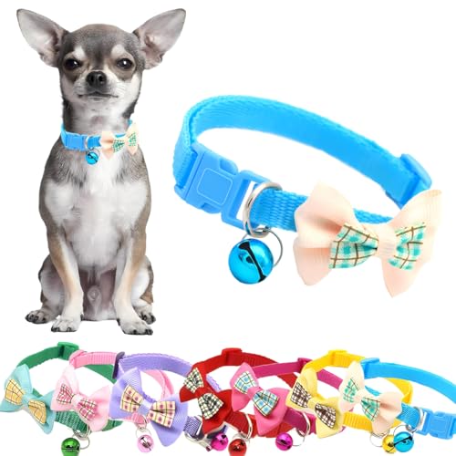 Extra kleines Hundehalsband mit Glöckchen, für Mädchen, Kätzchen, Glöckchen, Nylon, Fliege, weiblich, Katzenhalsband, Kunststoffschnalle, für XXS, XS, XS Extra kleines Hundehalsband mit Glöckchen, für Mädchen, Kätzchen, Glöckchen, Nylon, Fliege, weiblich, Katzenhalsband, Kunststoffschnalle, für XXS, XS, XS von PSPORT