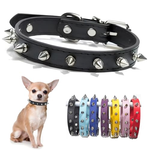 Hundehalsband für mittelgroße Hunde, PU-Leder, Nieten, Spikes, Welpenhalsband, Nieten, Kätzchen, Katzenhalsband, verstellbare Schnalle, für kleine und mittelgroße Rassen, Haustiere wie Chihuahua Hundehalsband für mittelgroße Hunde, PU-Leder, Nieten, Spikes, Welpenhalsband, Nieten, Kätzchen, Katzenhalsband, verstellbare Schnalle, für kleine und mittelgroße Rassen, Haustiere wie Chihuahua von PSPORT