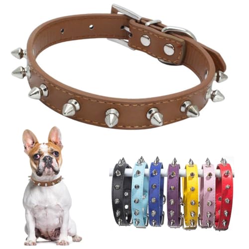Hundehalsband für mittelgroße Hunde, PU-Leder, Nieten, Spikes, Welpenhalsband, Nieten, Kätzchen, Katzenhalsband, verstellbare Schnalle, für kleine und mittelgroße Rassen, Haustiere wie Chihuahua von PSPORT