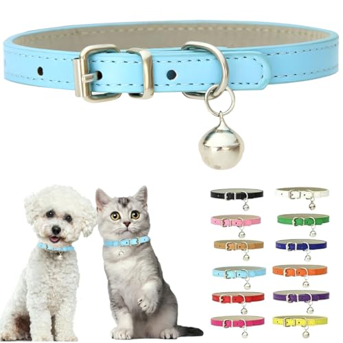 Hundehalsband mit Glöckchen, PU-Leder, Katzenhalsband mit Glöckchen, verstellbar, für XS, kleine Kätzchen, extra kleine Rassen, Hunde, Haustiere, Jungen, Mädchen, wie Chihuahua, Größe XS von PSPORT