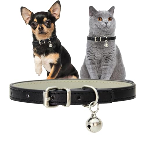 Hundehalsband mit Glöckchen, PU-Leder, mit Glöckchen, für Jungen, Kätzchen, Halsbänder für XXS, XS, S, M, für männliche Hunde, kleine Katzen, kleine Tiere, Größe XXS Hundehalsband mit Glöckchen, PU-Leder, mit Glöckchen, für Jungen, Kätzchen, Halsbänder für XXS, XS, S, M, für männliche Hunde, kleine Katzen, kleine Tiere, Größe XXS von PSPORT