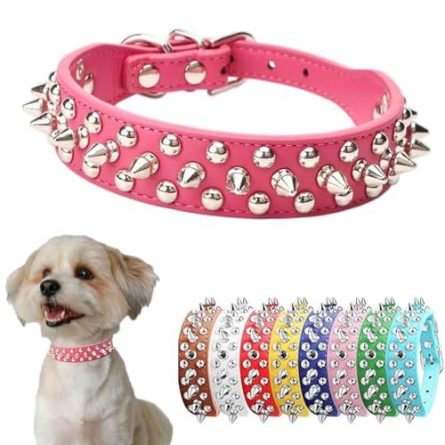 Hundehalsband mit Nieten, weiches PU-Leder, Nieten, Katzenhalsband, Metallschnalle, verstellbar, für kleine, mittelgroße und große Rassen, Haustiere wie Chihuahua, Mops, Pit, Bulldogge, Hot Pink Hundehalsband mit Nieten, weiches PU-Leder, Nieten, Katzenhalsband, Metallschnalle, verstellbar, für kleine, mittelgroße und große Rassen, Haustiere wie Chihuahua, Mops, Pit, Bulldogge, Hot Pink von PSPORT