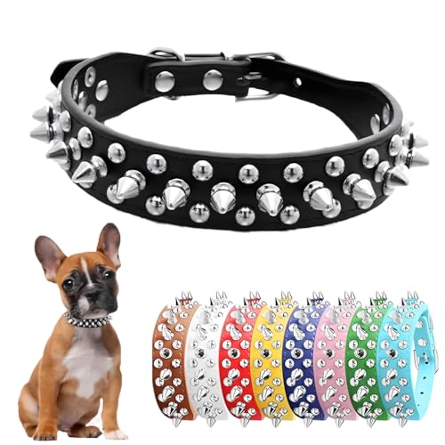 Hundehalsband mit Nieten, weiches PU-Leder, Nieten, Katzenhalsband, Metallschnalle, verstellbar, für kleine, mittelgroße und große Rassen, Haustiere wie Chihuahua, Mops, Pit, Bulldogge, Schwarz, Größe Hundehalsband mit Nieten, weiches PU-Leder, Nieten, Katzenhalsband, Metallschnalle, verstellbar, für kleine, mittelgroße und große Rassen, Haustiere wie Chihuahua, Mops, Pit, Bulldogge, Schwarz, Größe von PSPORT