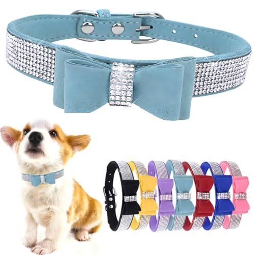 Hundehalsband mit Strasssteinen für kleine Hunde mit Fliege, niedliches Kristall-Diamant-Halsband mit Fliege, funkelndes Glitzer, Katzenhalsband für Kätzchen, XXS, XS, kleine, mittelgroße Rassen Hundehalsband mit Strasssteinen für kleine Hunde mit Fliege, niedliches Kristall-Diamant-Halsband mit Fliege, funkelndes Glitzer, Katzenhalsband für Kätzchen, XXS, XS, kleine, mittelgroße Rassen von PSPORT
