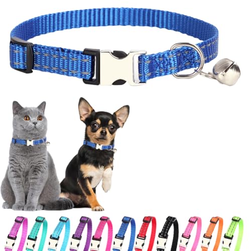 Kleines Hundehalsband mit Glöckchen, reflektierendes Katzenhalsband, Nylon, Metallschnalle, Welpenhalsbänder für Welpen, Haustiere, XS, kleine Hunde und Kätzchen Kleines Hundehalsband mit Glöckchen, reflektierendes Katzenhalsband, Nylon, Metallschnalle, Welpenhalsbänder für Welpen, Haustiere, XS, kleine Hunde und Kätzchen von PSPORT