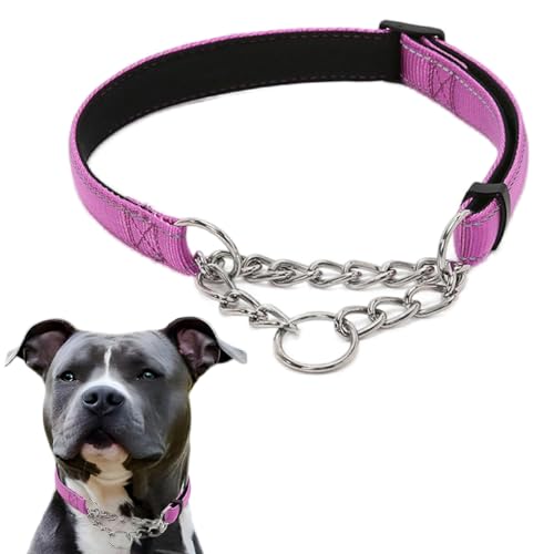 Martingale Halsband für Hunde, reflektierendes Nylon, weich gepolstert, kein Ziehen, Trainingshalsbänder, verstellbar, Edelstahl-Kettenhalsband für kleine, mittelgroße und große Hunde, Lila, Größe L Martingale Halsband für Hunde, reflektierendes Nylon, weich gepolstert, kein Ziehen, Trainingshalsbänder, verstellbar, Edelstahl-Kettenhalsband für kleine, mittelgroße und große Hunde, Lila, Größe L von PSPORT