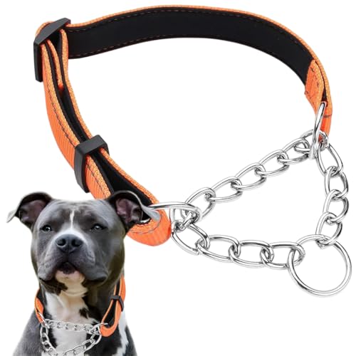 Orange Martingale Halsband für Hunde, reflektierendes Nylon-Hundehalsband, verstellbares Edelstahl-Kettenhalsband, weiblich, kein Ziehen, Haustier-Trainingshalsband für kleine, mittelgroße und große Orange Martingale Halsband für Hunde, reflektierendes Nylon-Hundehalsband, verstellbares Edelstahl-Kettenhalsband, weiblich, kein Ziehen, Haustier-Trainingshalsband für kleine, mittelgroße und große von PSPORT