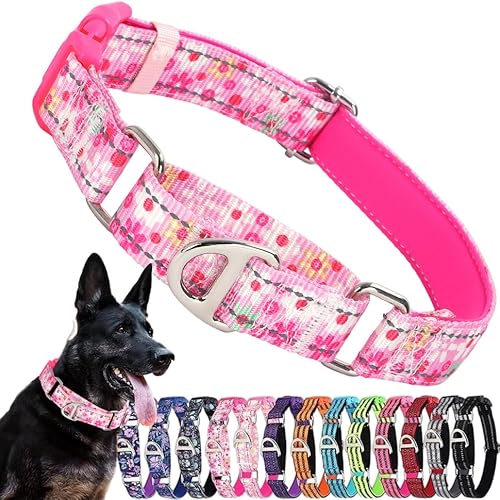 Pink Martingale Hundehalsbänder für große Hunde, reflektierendes Nylon-Hundehalsband mit Schnellverschluss-Schnalle, rutschfest, für weibliche Mädchen, Haustierhalsbänder, verstellbar, Training Pink Martingale Hundehalsbänder für große Hunde, reflektierendes Nylon-Hundehalsband mit Schnellverschluss-Schnalle, rutschfest, für weibliche Mädchen, Haustierhalsbänder, verstellbar, Training von PSPORT