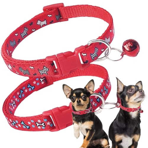 Red Girl Puppy Collar with Glell, 2-Pack Dog Collar with Bell Nylon Cute Female Kitten Collars Adjustable for XXS XS Teacup Tiny Little Dogs Red Girl Puppy Collar with Glell, 2-Pack Dog Collar with Bell Nylon Cute Female Kitten Collars Adjustable for XXS XS Teacup Tiny Little Dogs von PSPORT