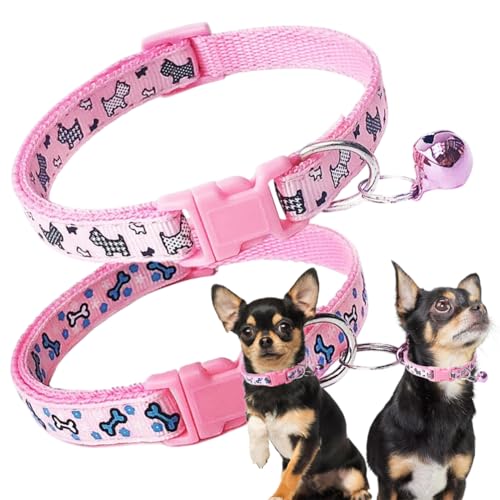 Rosa Welpenhalsband mit Glöckchen, 2er-Pack, für Mädchen, Katzenhalsband mit Glöckchen, Nylon, niedlich, für weibliche Kätzchen, verstellbar, für XXS, XS, Teetasse, kleine Hunde Rosa Welpenhalsband mit Glöckchen, 2er-Pack, für Mädchen, Katzenhalsband mit Glöckchen, Nylon, niedlich, für weibliche Kätzchen, verstellbar, für XXS, XS, Teetasse, kleine Hunde von PSPORT