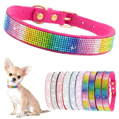 Strass-Hundehalsband für kleine Hunde und Mädchen, niedliches Kristall-Diamant-Glitzer-Welpenhalsband für kleine Welpen, glitzerndes Katzenhalsband für Kätzchen, XXS, XS, kleine mittelgroße Rassen Strass-Hundehalsband für kleine Hunde und Mädchen, niedliches Kristall-Diamant-Glitzer-Welpenhalsband für kleine Welpen, glitzerndes Katzenhalsband für Kätzchen, XXS, XS, kleine mittelgroße Rassen von PSPORT