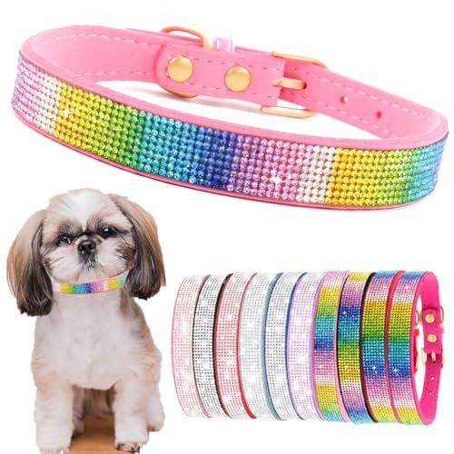 Strass-Hundehalsband für kleine Hunde und Mädchen, niedliches Kristall-Diamant-Glitzer-Welpenhalsband für kleine Welpen, glitzerndes Katzenhalsband für Kätzchen, XXS, XS, kleine und mittelgroße Rassen Strass-Hundehalsband für kleine Hunde und Mädchen, niedliches Kristall-Diamant-Glitzer-Welpenhalsband für kleine Welpen, glitzerndes Katzenhalsband für Kätzchen, XXS, XS, kleine und mittelgroße Rassen von PSPORT