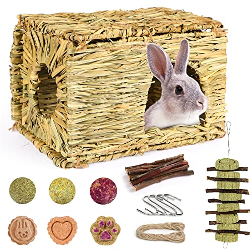 Hasengras-Haus, handgefertigt, essbar, natürliches Gras, bequemes Spielhaus für Kaninchen, Meerschweinchen und kleine Tiere zum Spielen, Schlafen und Essen (Style4) von PStarDMoon