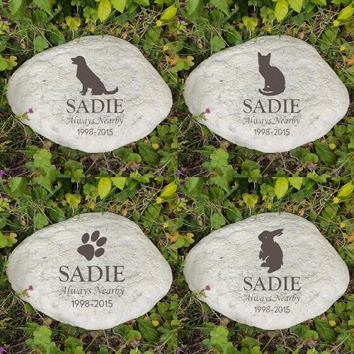 PTATT Personalisierte Haustier-Gedenksteine für Hund/Katze, lasergraviert, Grabstein, Grabstein, Grabstein, Gedenkstein, Garten, Outdoor, dekorative Steine, Verlust von Haustier-Sypathie, Geschenk PTATT Personalisierte Haustier-Gedenksteine für Hund/Katze, lasergraviert, Grabstein, Grabstein, Grabstein, Gedenkstein, Garten, Outdoor, dekorative Steine, Verlust von Haustier-Sypathie, Geschenk von FOXCUP