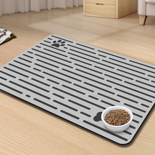 PTFFF Pet Feeding Mat for Dogs and Cats, Pet Food and Water Bowl Placemat, Quick Dry Non-Slip Dog Mats for Water Spills, Puppy Pad Tray Prevent Food Overflow, Suitable for Small, Medium and Big Pets von PTFFF