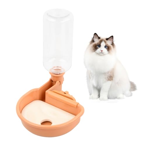 Haustier Wasserspender, Wasserflasche für Hundekäfige, 480ml Hunde Trinkflasche, Haustier Trinkbrunnen, Automatischer Wassernapf für Katze Hund Kaninchen Tier (Orange) von PTJJXA